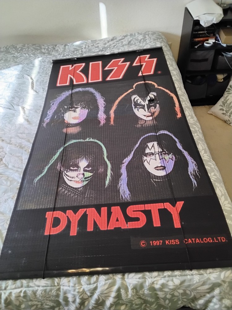 1997 KISS CATALOG DYNASTY WINDOW BLIND CURTAIN 64x34 GENE, PAUL, ACE, PETER