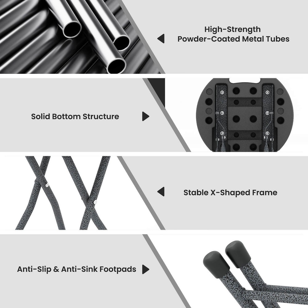 3PCS 18''H Folding Stool Portable & Foldable Camping Chair w/ Built-in Handle