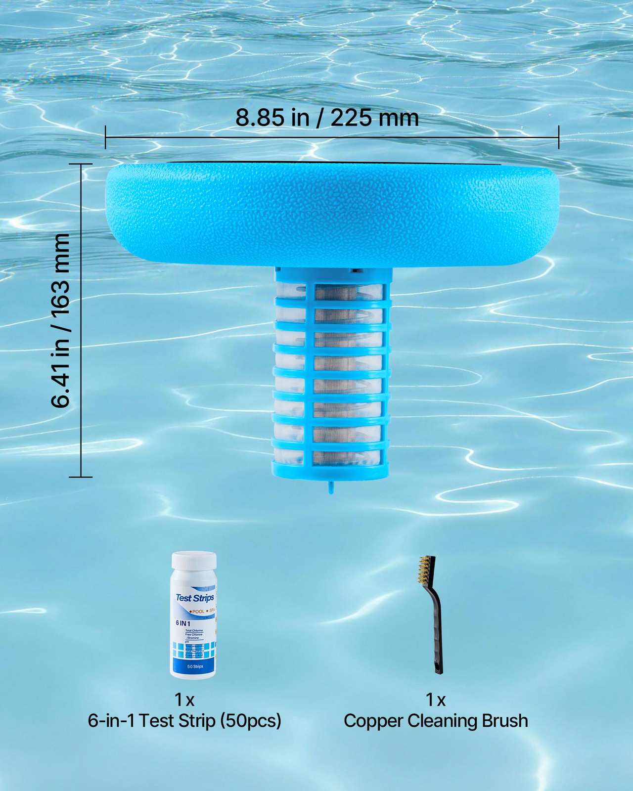 VEVOR Solar Pool Ionizer Round Copper Pool Ionizer Up to 45000 Gal for Pool Blue