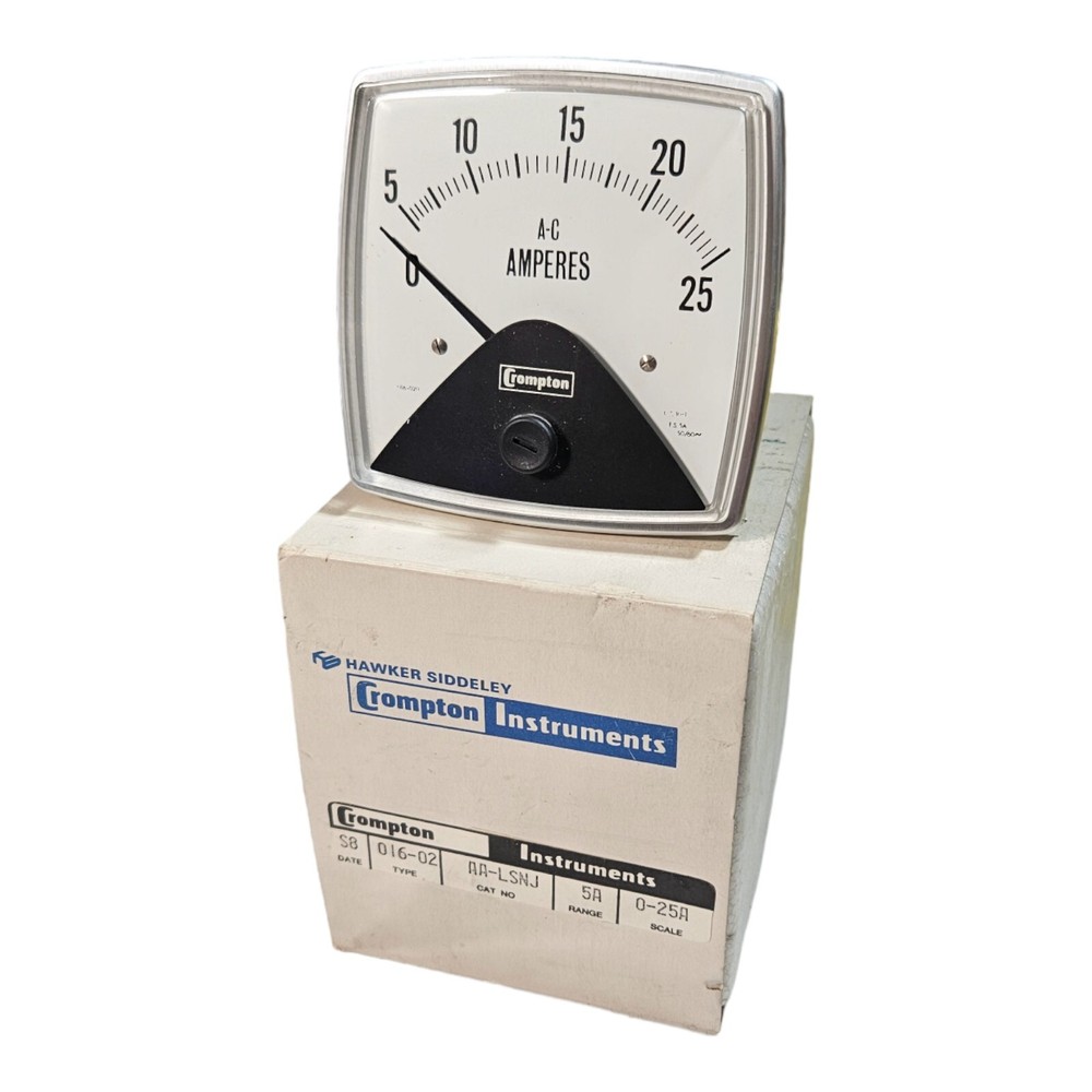 Crompton Instruments 016-02 AA-LSNJ 5A Range 0-25A Scale Panel Meter