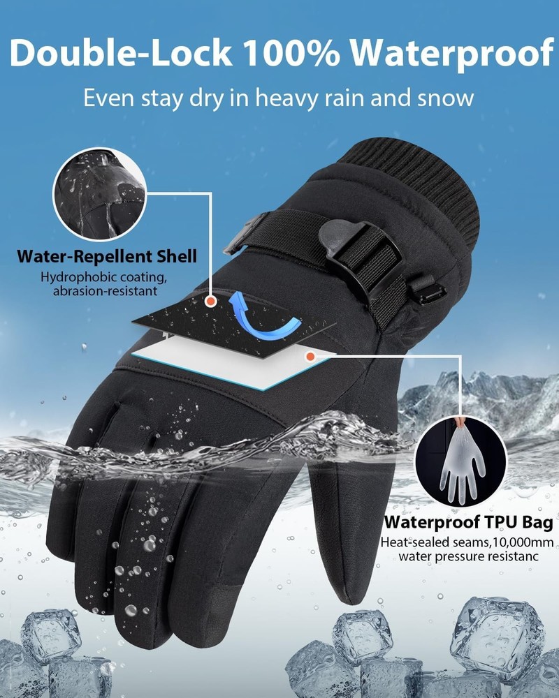 Pixel Panda Winter Gloves Waterproof Thermal