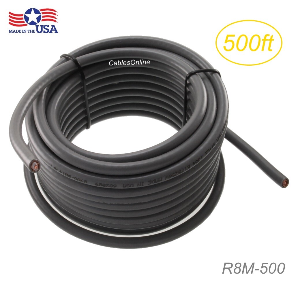 500ft RG8X Mini-RG8 50 Ohm Bare-Copper Made-in-The-USA Bulk Coax Cable, Gray