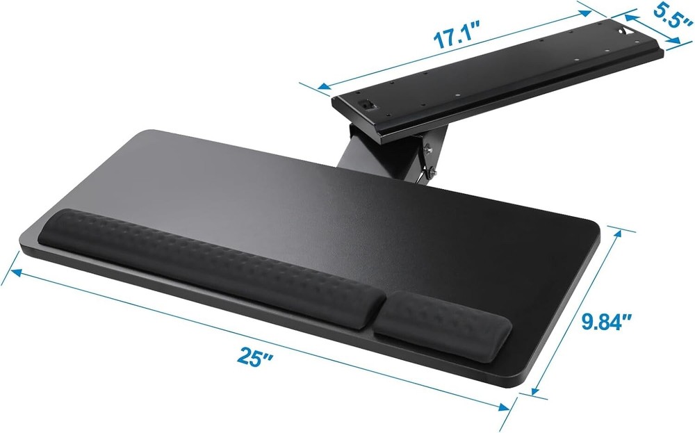 CARTMAY Keyboard Mouse Tray Pull Out Under Desk Ergonomic Mount Computer Office