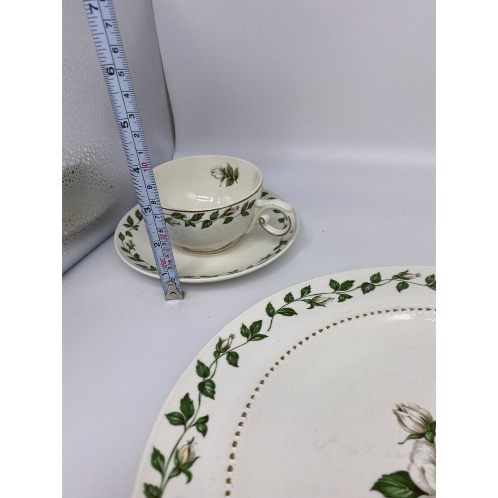 Vtg Superior Hall Quality Dinnerware Cameo Rose 6 piece Place setting EUC