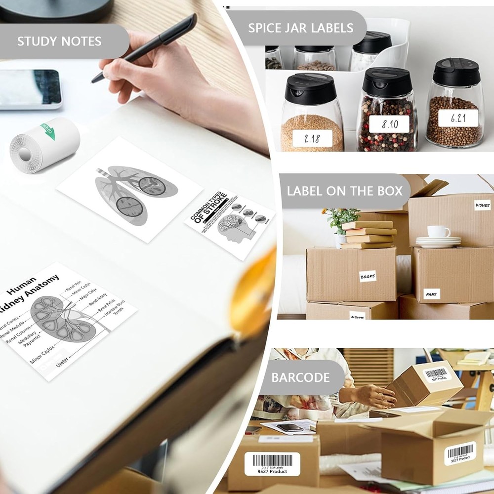 10 Rolls Mini Thermal Printer Sticker Paper, 57 X 25mm,