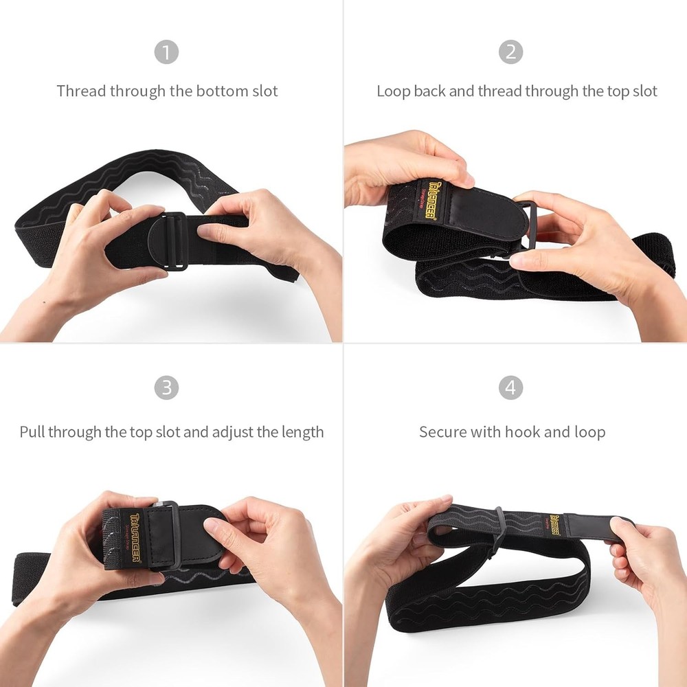 24" Elastic Cinch Straps - 4 Pack, Anti-Slip Hook & Loop for Versatile Bundling