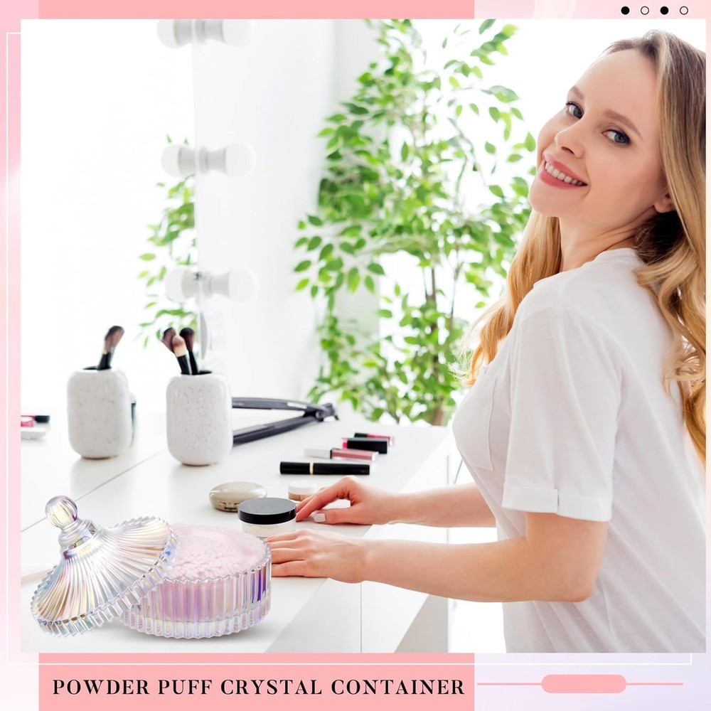 Women's Dusting Powder Puff Duo - Dazzling Crystal Container