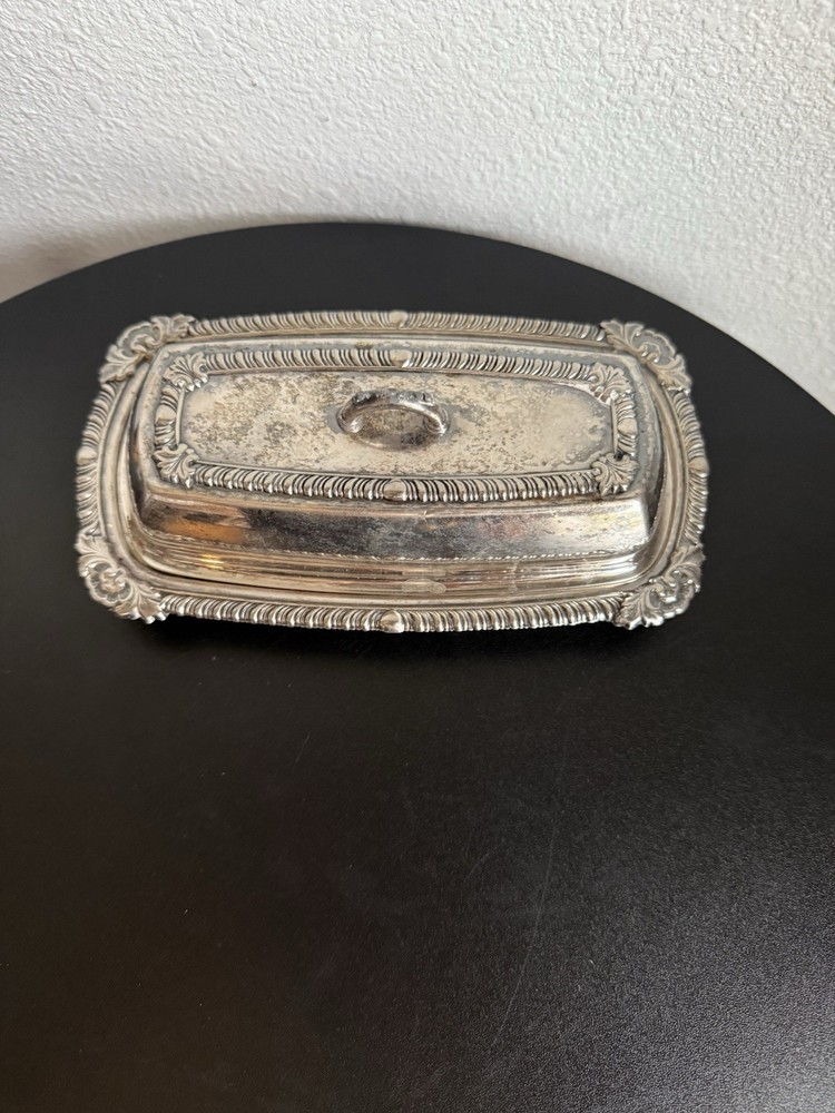 Vintage Silver Plated Butter Dish With Glass Insert