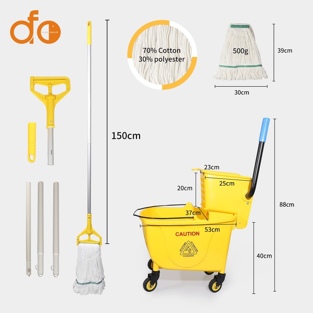Side Press Wringer Combo Commercial Floor Cleaning Rectangular Mop Bucket on ...