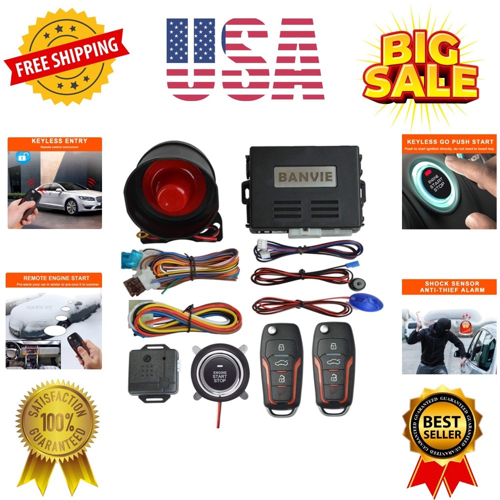 Car Keyless Entry Security Alarm System + ② Remote Engine Start Starter + ③ P...