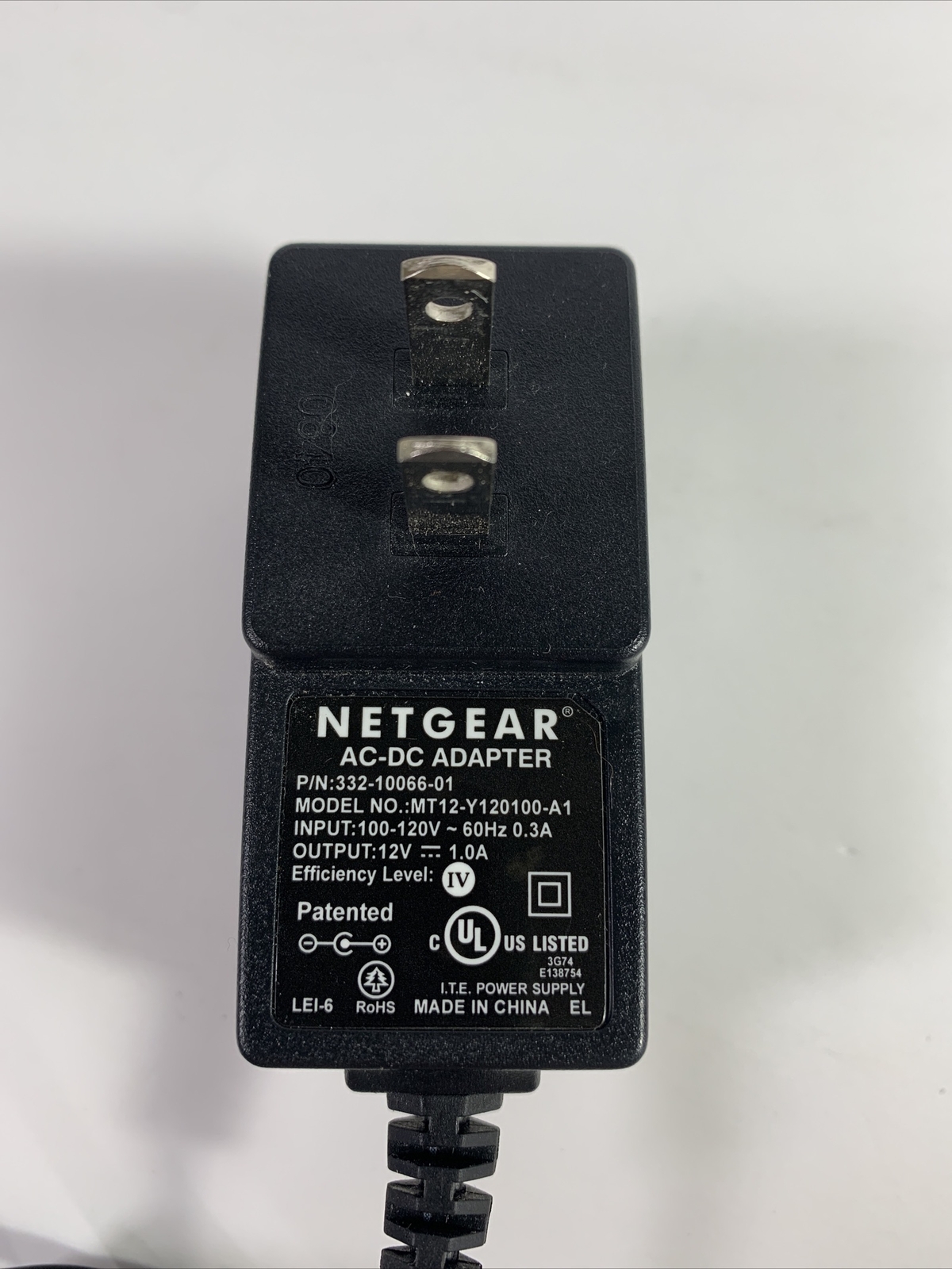 Genuine OEM Netgear 12V AC-DC Adapter Model MT12-Y120100-A1 P/N 332-10190-01