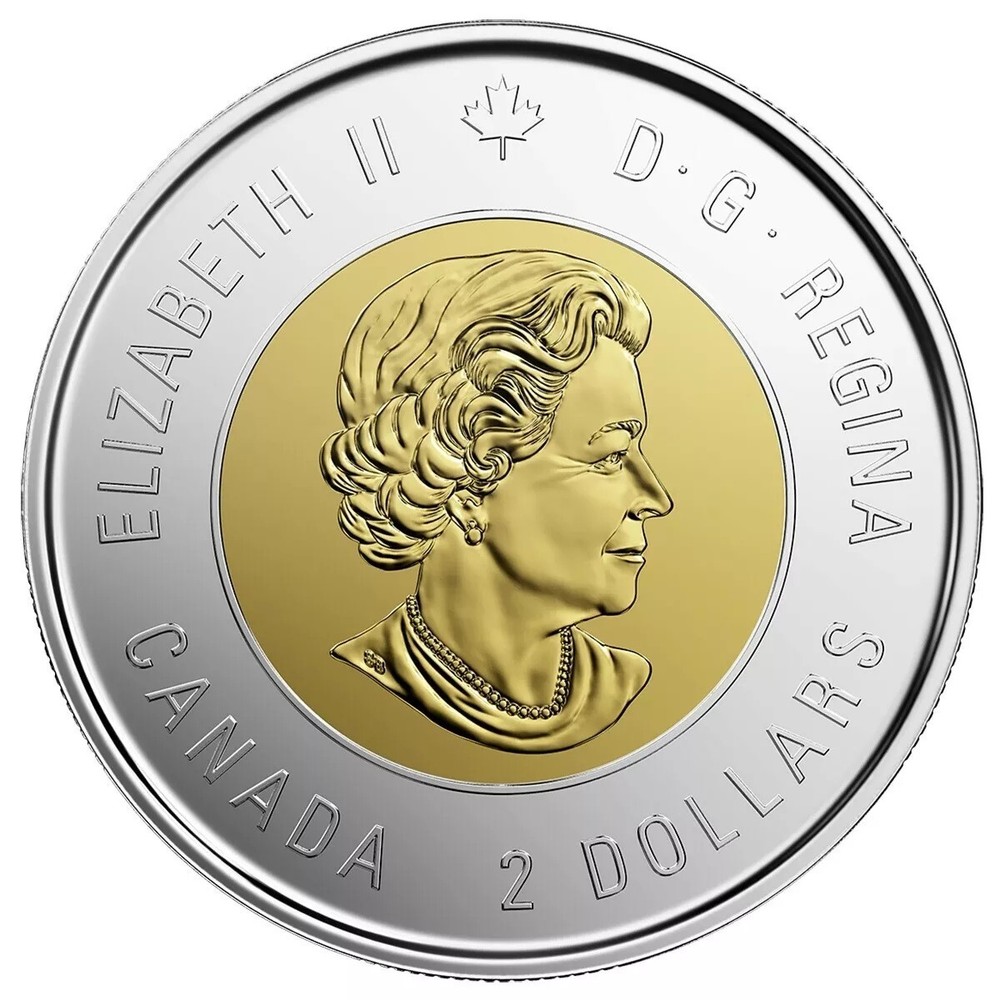 Canada 2019 D-Day BU UNC Colourized & Plain Toonie Set!!