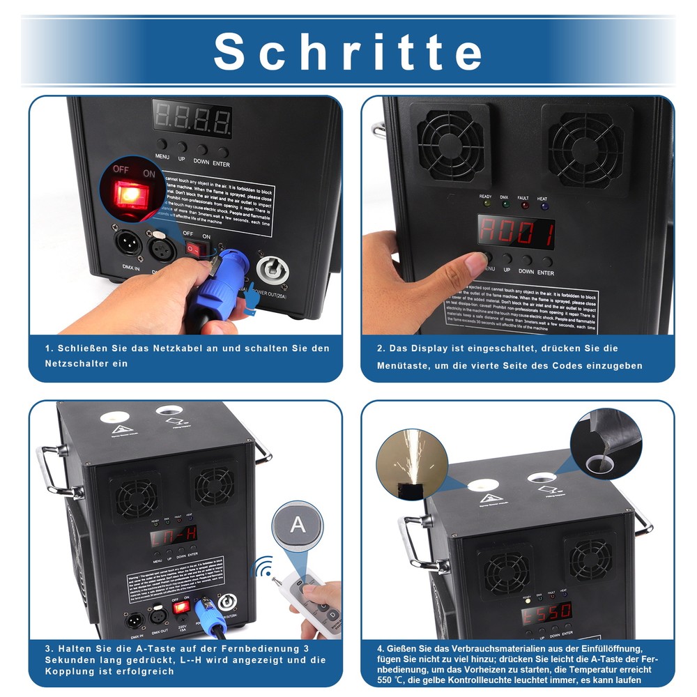 2X 700W Cold Spark Firework Machine Stage Effect Wedding DJ Party w/Flight Case