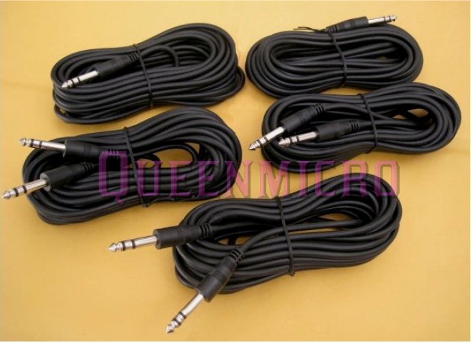 5 Pack - 6Ft 1/4" Stereo TRS Male to Male Guitar DJ Speaker PA Instrument Cable