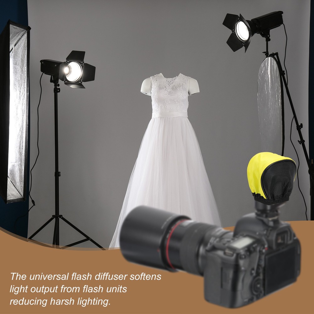 4pcs 3.5" x 2.4" Soft Mini Flash Bounce Diffuser Cap, for Flashlight, Yellow