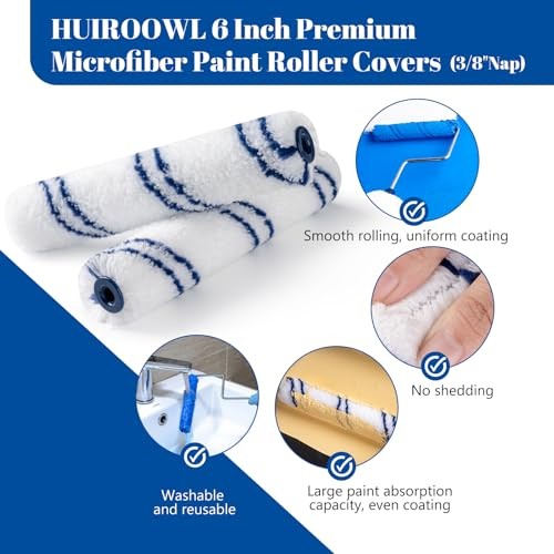 10Pcs 6 Inch Paint Rollers, Microfiber Paint 6 Inch Paint Roller Kit, 10 Pack