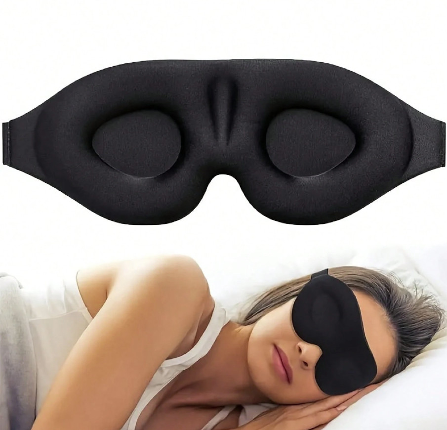 1 pc 3D Light-Blocking Travel Eye Mask – No-Nose Wing, Ultra-Comfort - NEW