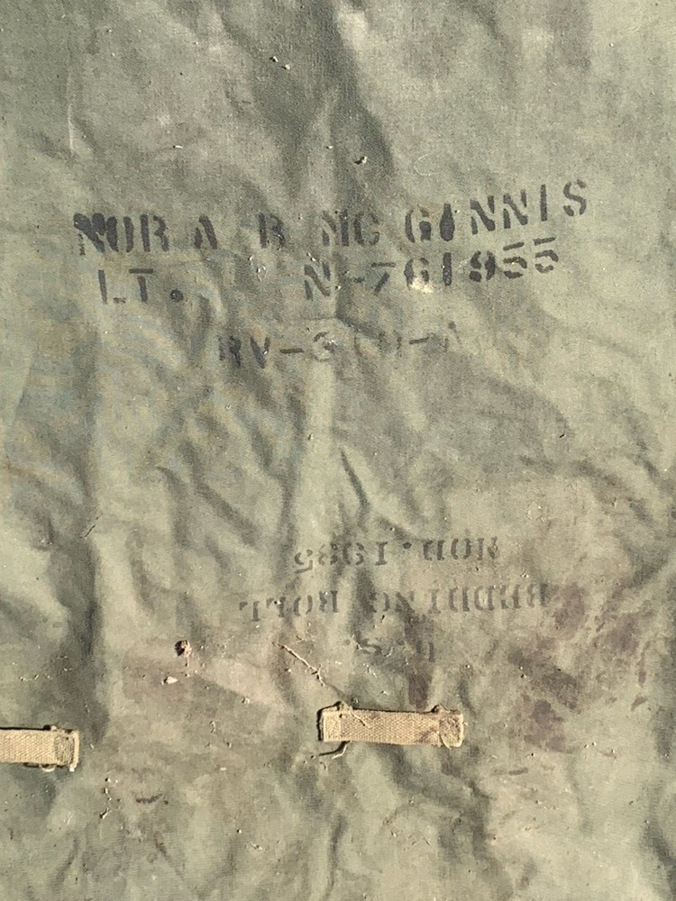ORIGINAL 1943 WWII US ARMY OFFICER Canvas M1935 BEDDING ROLL- Named