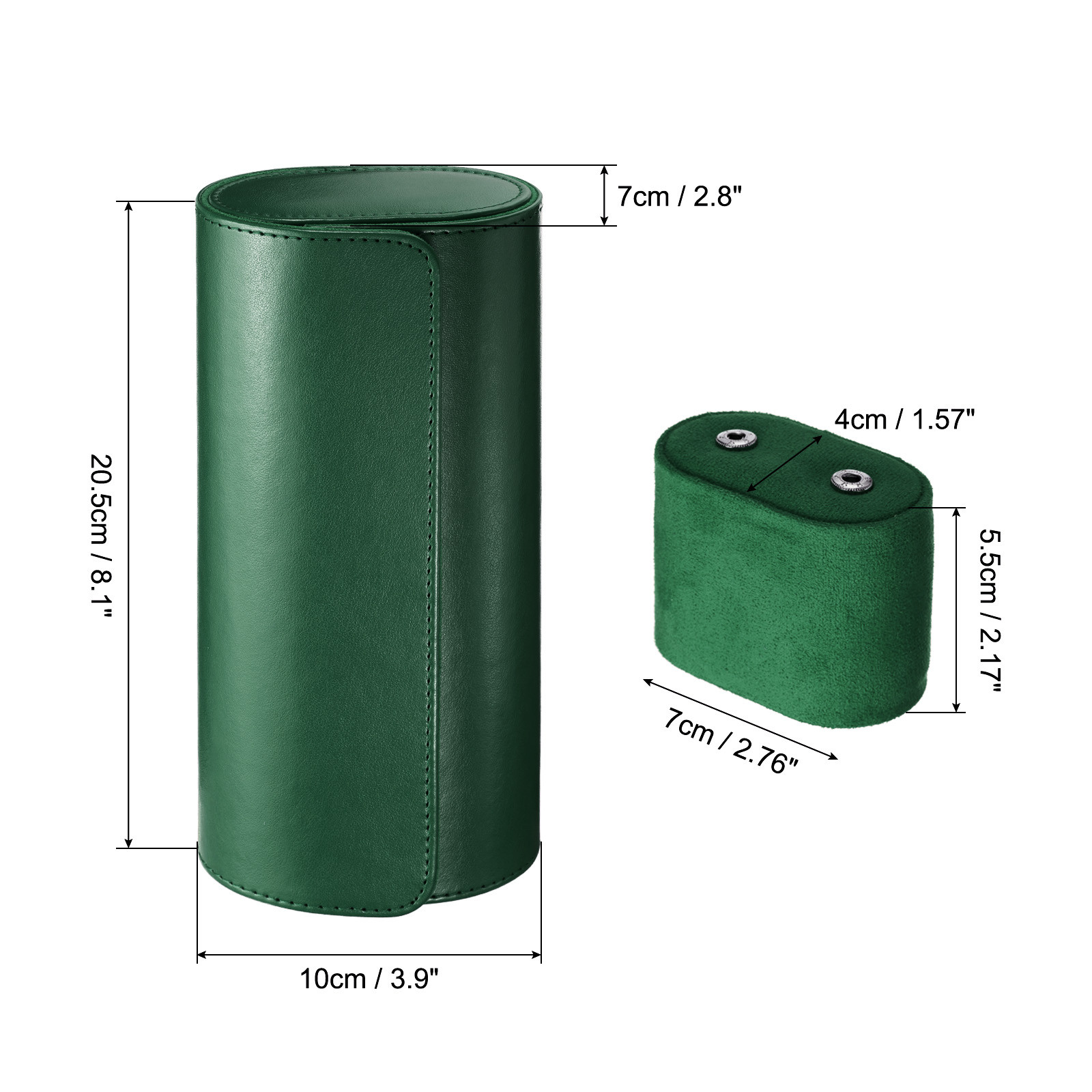 Leather Watch Travel Case for Men Women Watch Holding, 3 Slot, Green