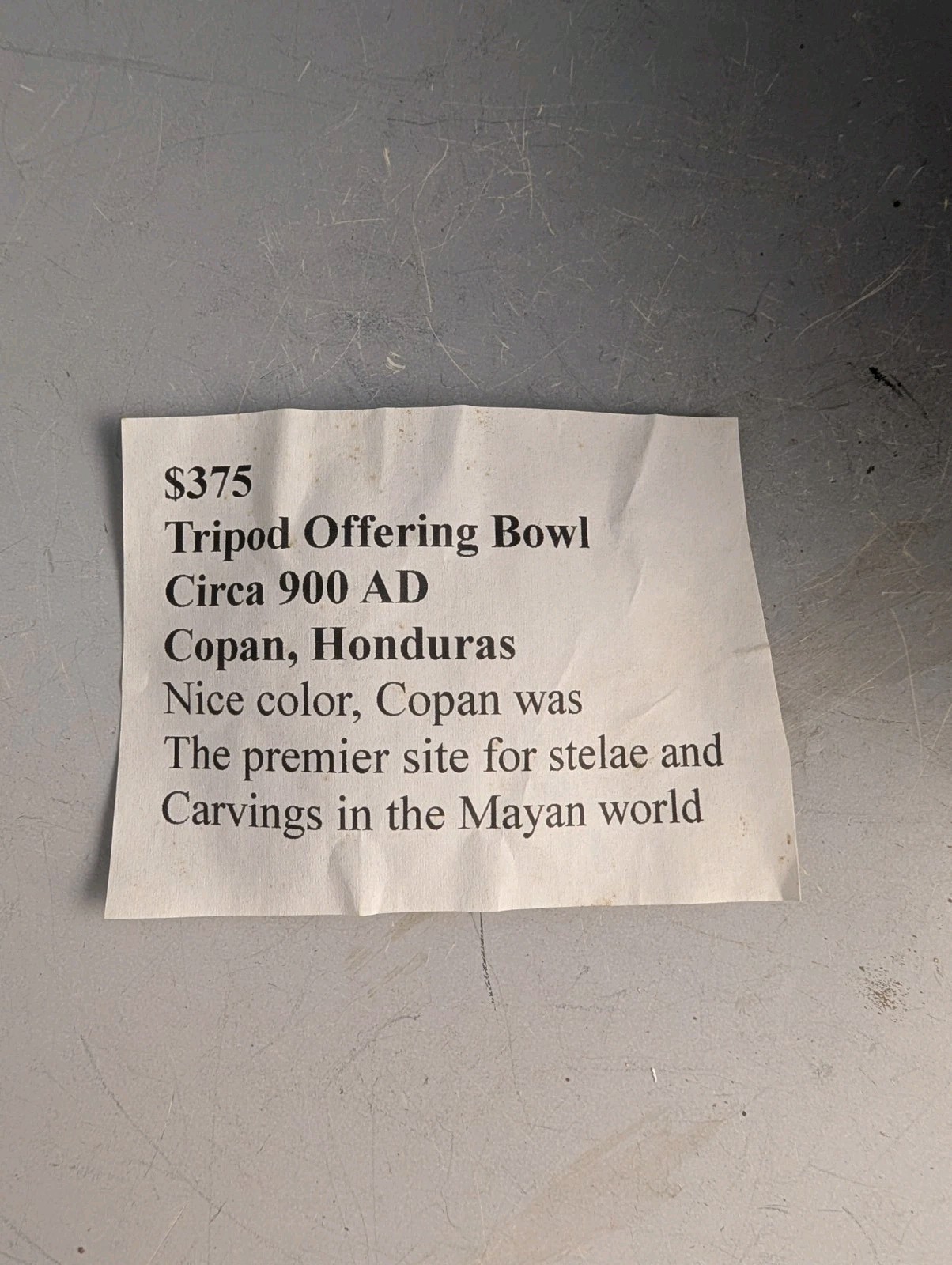 PRE COLUMBIAN POTTERY TRIPOD OFFERING BOWL FROM COPAN, HONDURAS