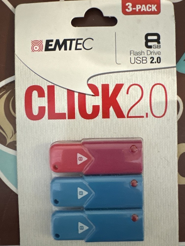 Emtec 8GB Flash Drive Click 2.0 USB 3-Pack