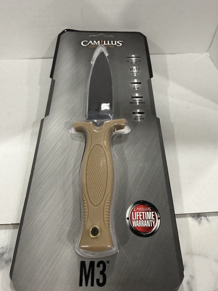 Camillus M3 Injection Molded Handle Tan Coated Fixed Blade w/ Sheath #21013
