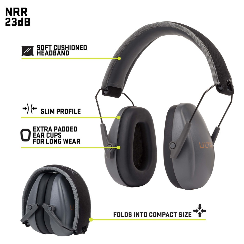 ULTRX™ Slim Profile Passive Earmuff, Gray