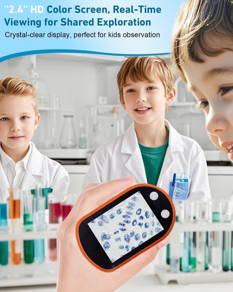 Microscope for Kids,100X-1000X Magnifications Digital Microscope-with 2.4”