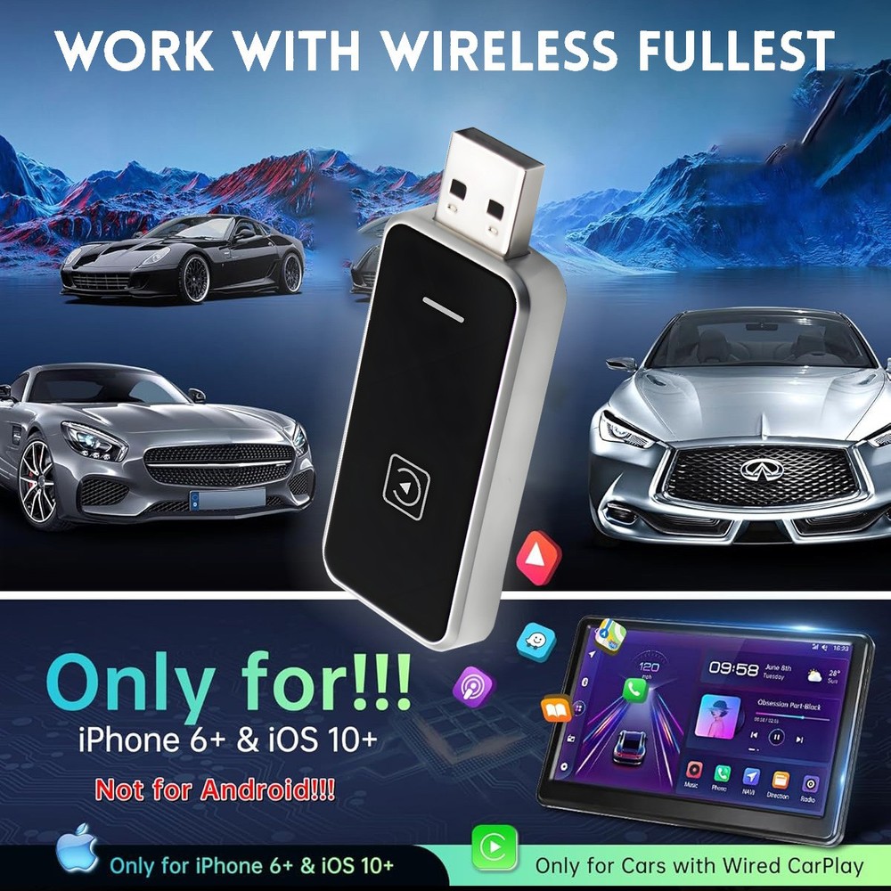 USB Wireless CarPlay For iPhone Android Wireless Carplay Dongle Plug Play