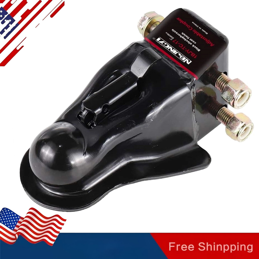 Adjustable Trailer Coupler 2 in 8000LBS Capacity, Channel-Mount Coupler Black
