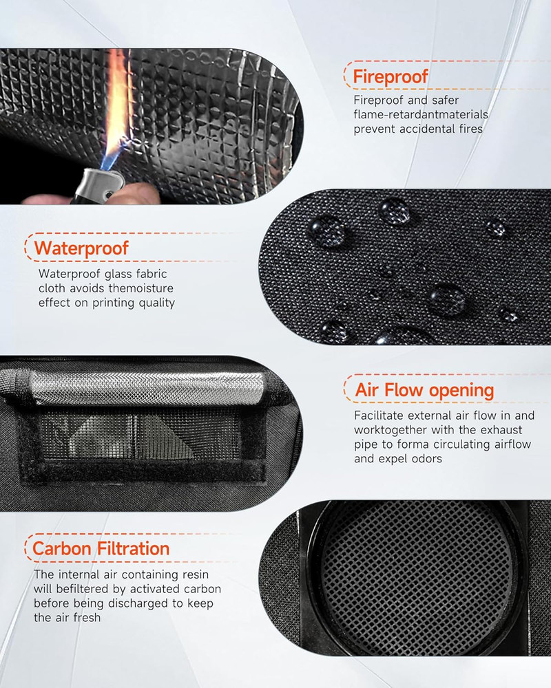 Multifunctional Large Resin 3D Printer Enclosure with Ventilation Kit LED Light,