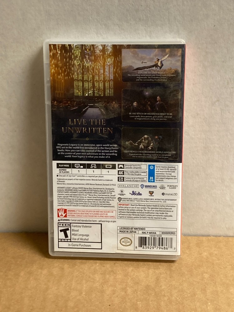 Authentic Replacement Case Box *Case Only* for Hogwarts Legacy Nintendo Switch