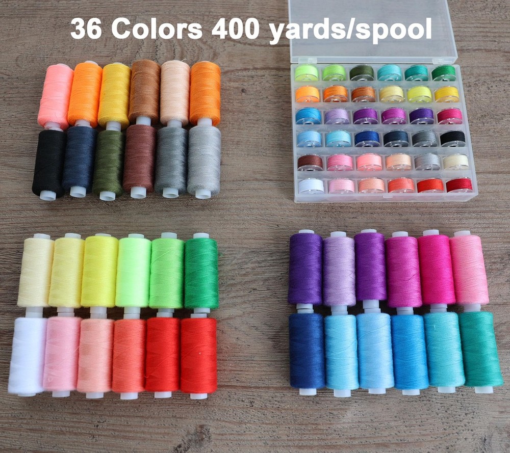 72 PCS Sewing Thread Assortment, 36 Color Thread for Sewing Machine with 36 S...