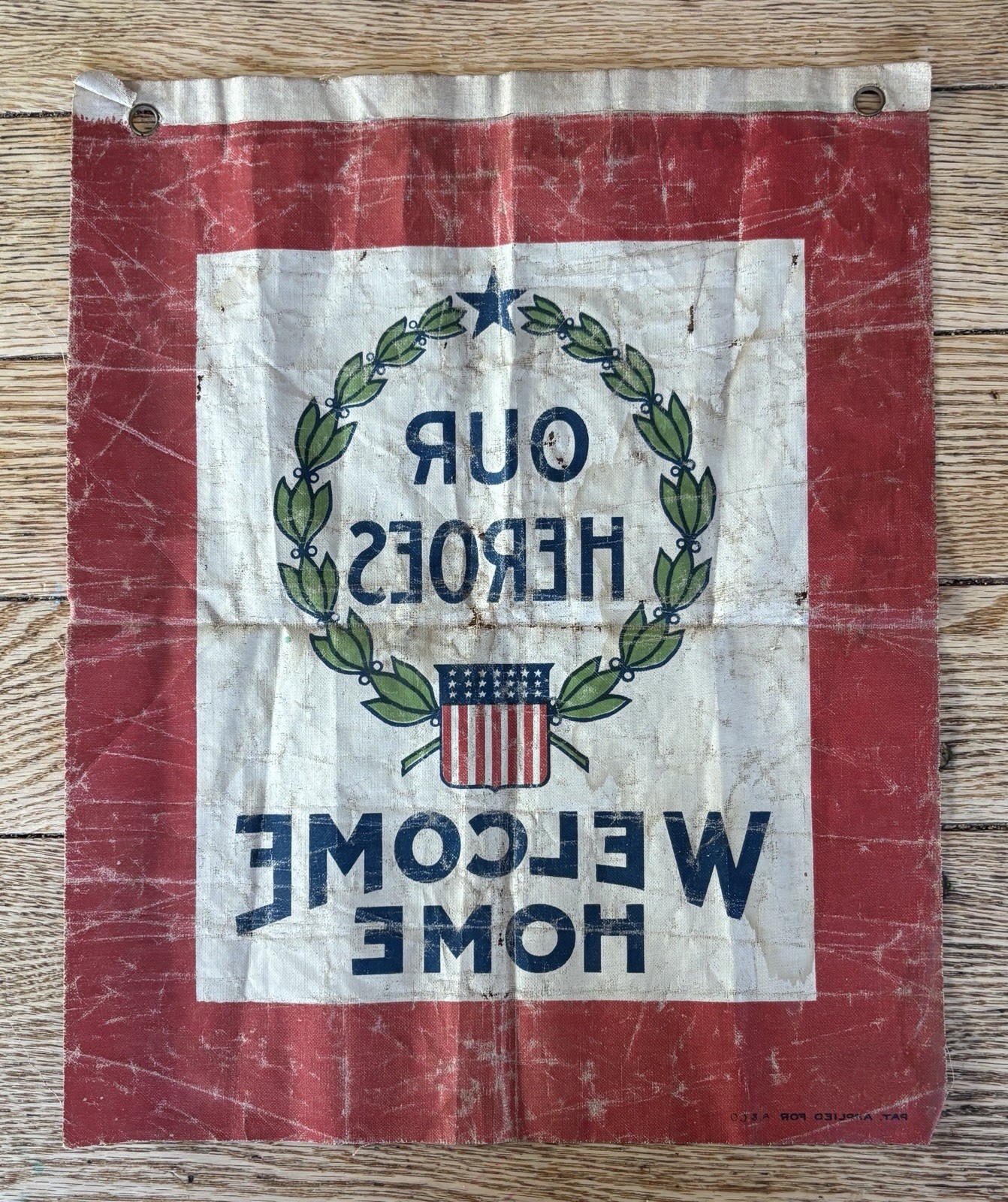 Very Rare WWI World War 1 1919 OUR HEROS WELCOME HOME VICTORY Canvas Banner