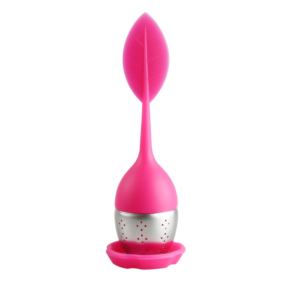 Silicone Tea Infusers Strainer Stainless Herbal Spice Filter Diffuser Pink+Blue