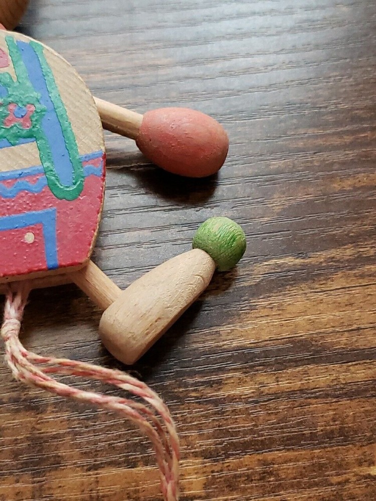 Vintage Jumping Jack Toy Wooden Bunny Rabbit Easter Pull String Austria Painted