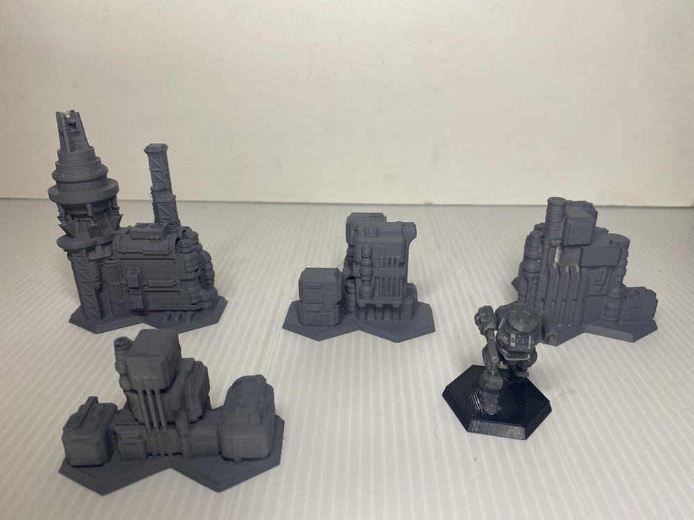 Mining Settlement x4 buildings, Tabletop Terrain Battletech (6mm)