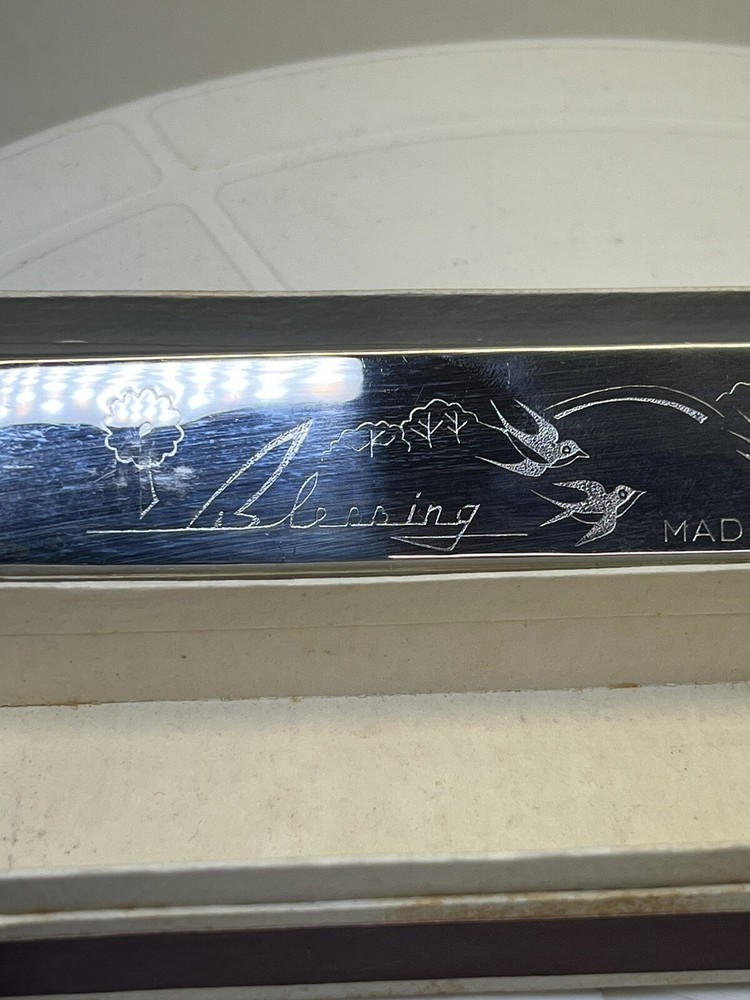 Blessing Harmonica With Etched Bird Patterns. Original In Box.