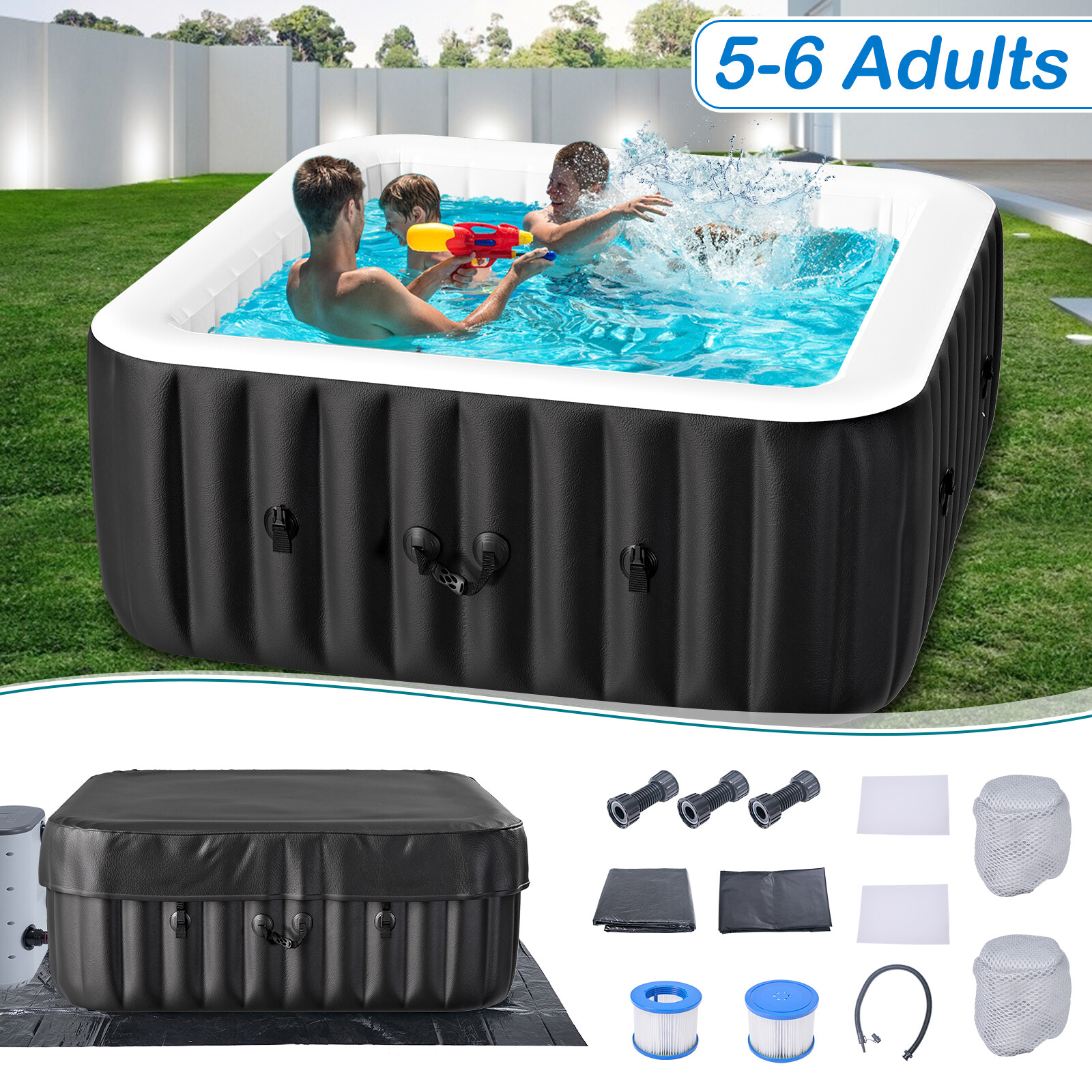 NAIZEA 240 Gallon Inflatable Hot Tub 6 Person Control Panel With 130 Bubble Jets