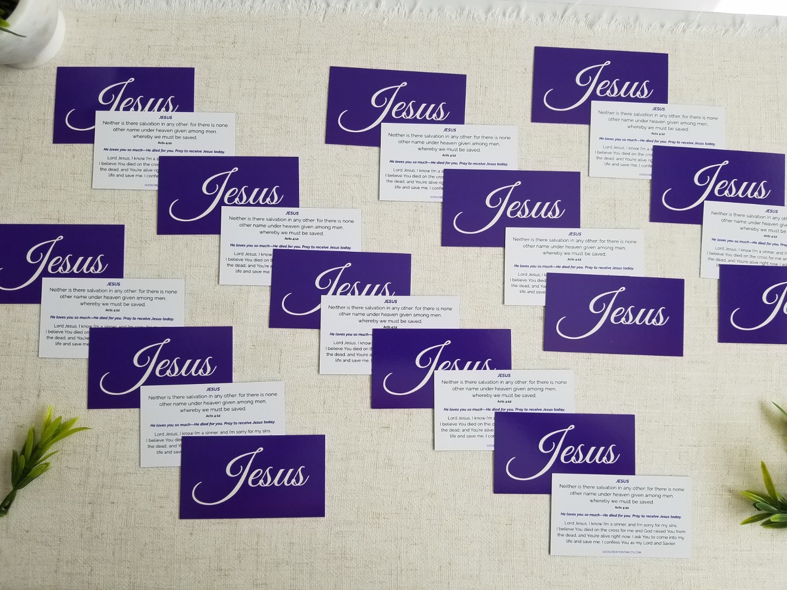 Jesus Gospel Tracts – 50 Salvation Cards (Acts 4:12, 2-Pack) – Evangelism – Free