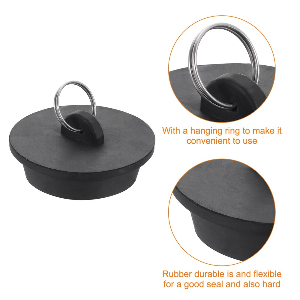 2pcs Rubber Bathtub Drain Stopper Plug with Hanging Ring