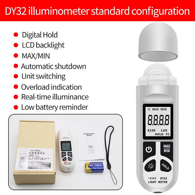 5.43” Portable Range Light Meter High Precision Illuminometer Photometer Tester