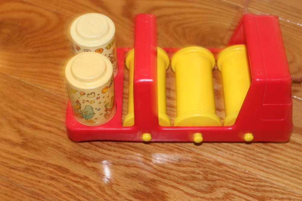 Vintage Johnson & Johnson Rhythm Roller Red Pull Toy Truck & Rollers