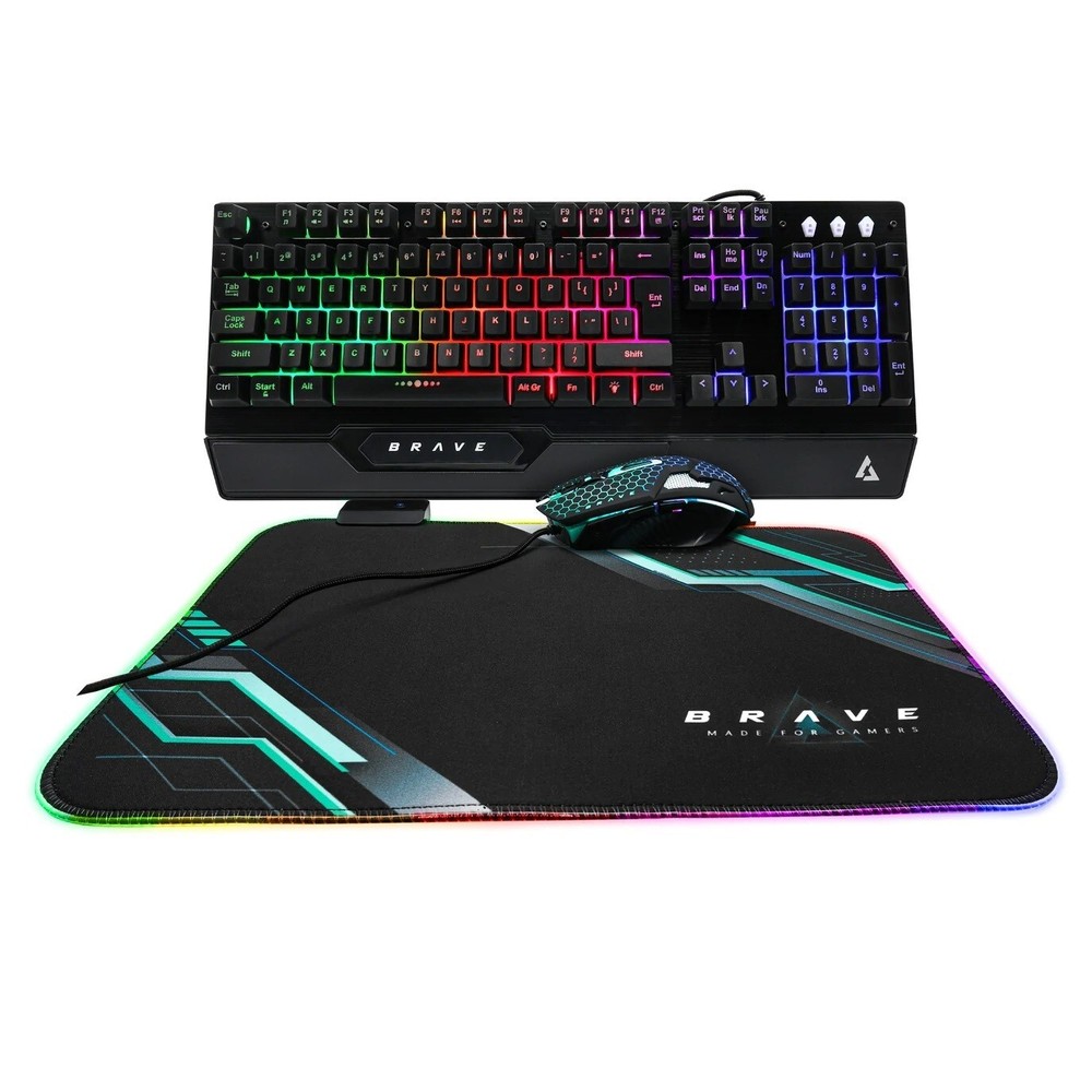 Gaming Kit, Keyboard, Mouse & Mouse Pad with LED Combo Brave BRV84 USB