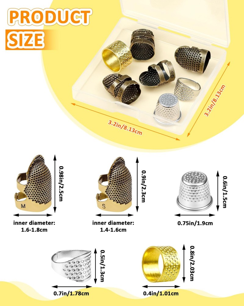 FIVEIZERO Thimble Kit– 7 PCS Sewing Thimbles Universal model, Multiple colors