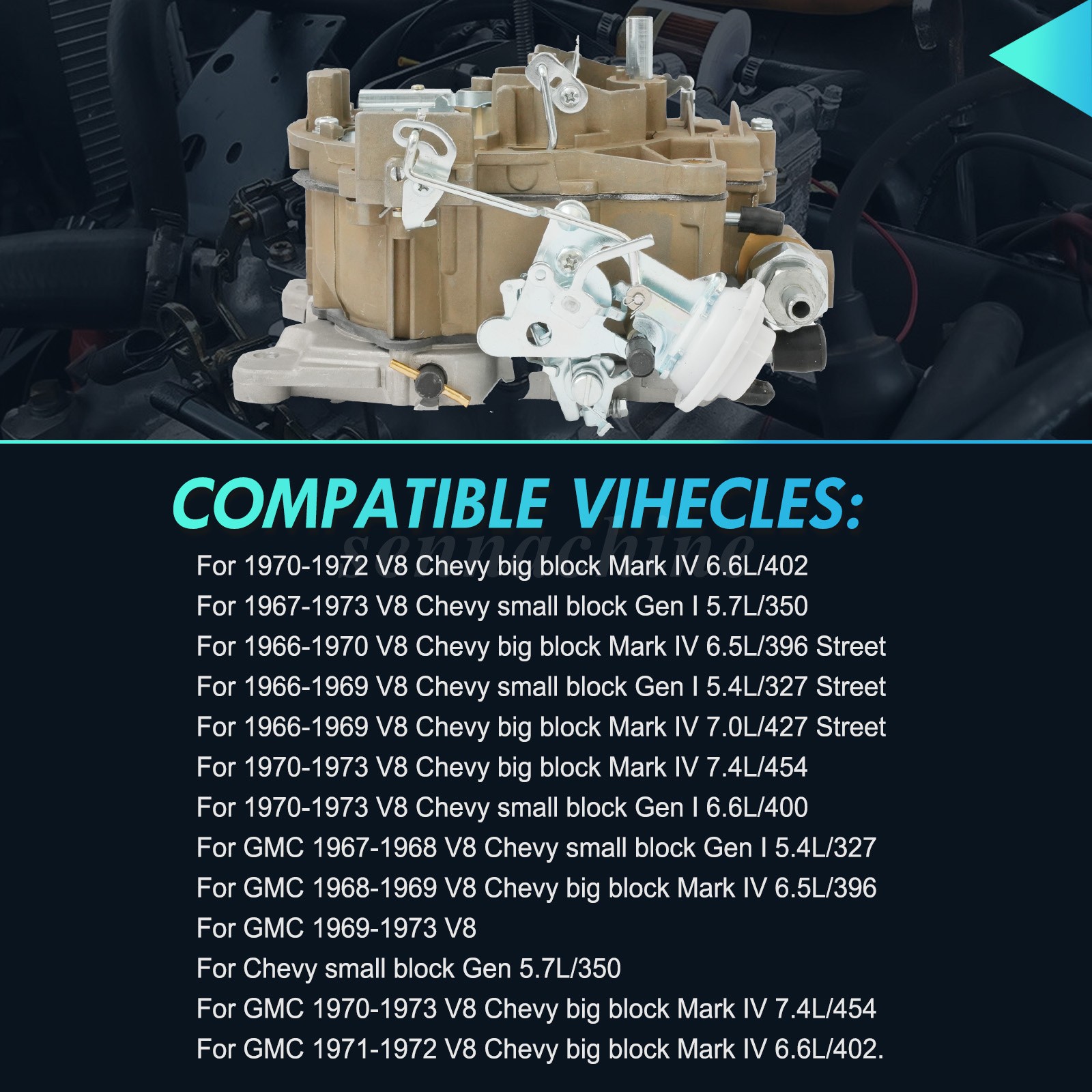 Quadrajet Carburetor For Chevy GMC 327 350 396 427 454 750CFM 4 Barrel OE:1901R