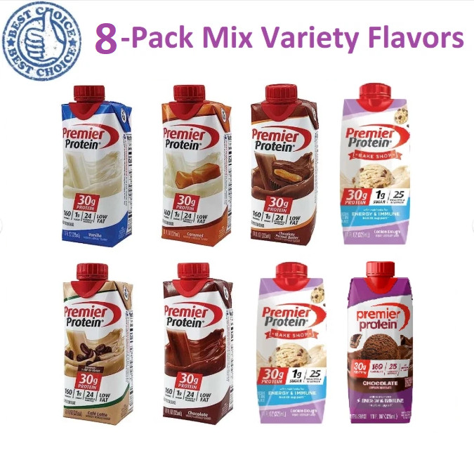 Premier Protein Shake Sampler Variety Mixed Assorted Flavors (8-Pack)