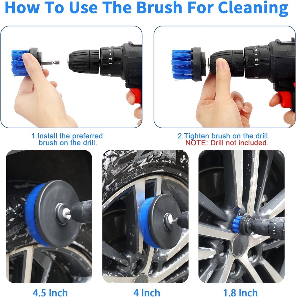 Auto Car Cleaning Kit 22Pcs Car-Cleaning-Tool-Set Drill not include
