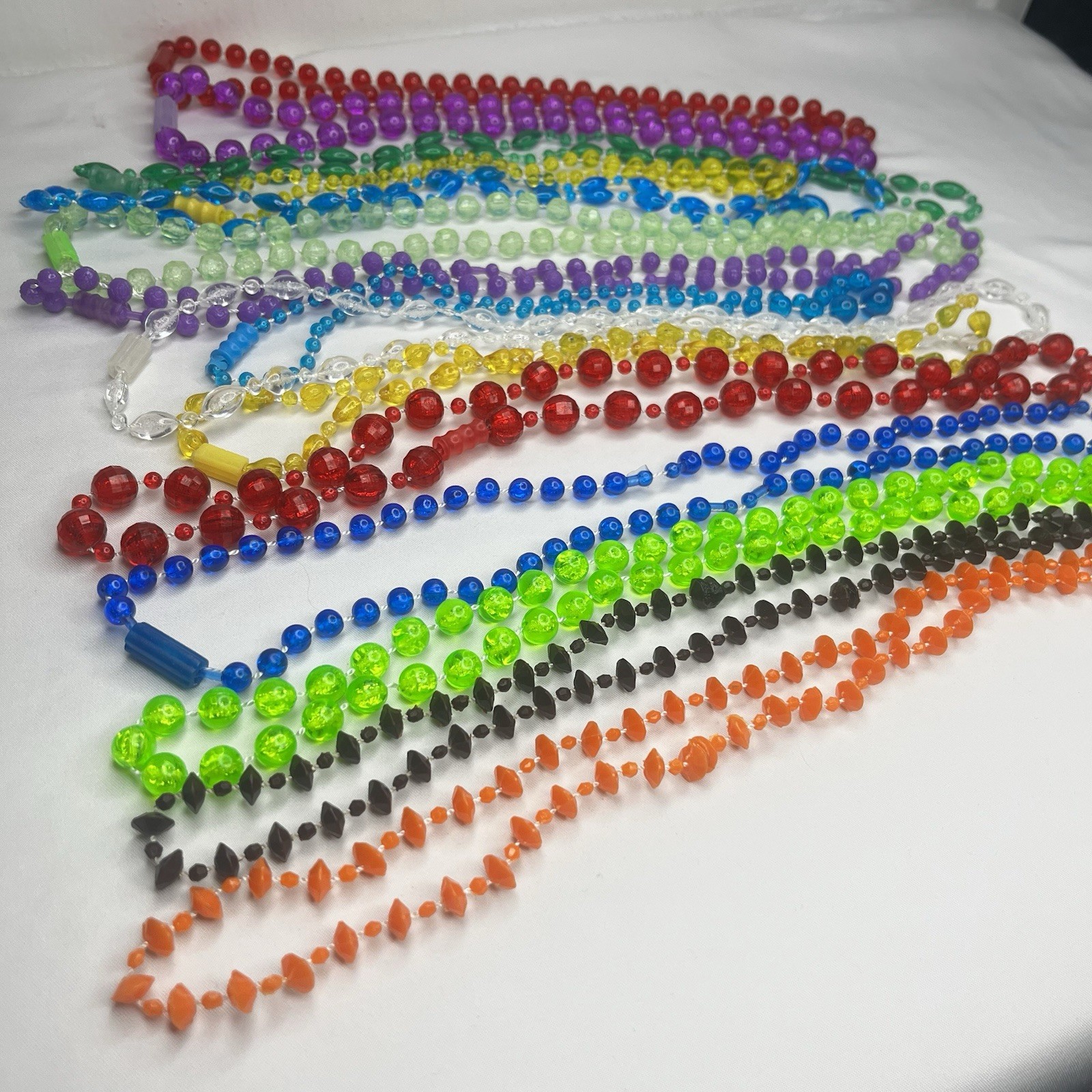 Vintage Mardi Gras Beads 70's-80's- carnival parade beads Lot Of 15 Necklaces