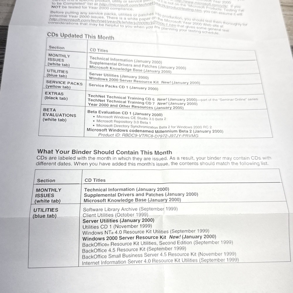 Microsoft TechNet Plus CD Subscription Binder 92 discs 1999-2000 Compete Sets